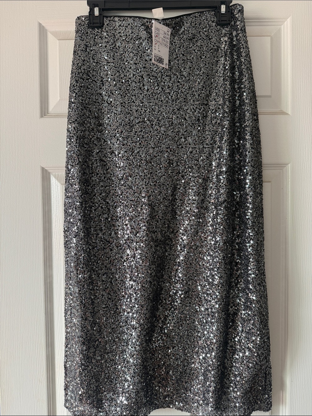 Silver Sequin Midi Skirt - Elegant Sparkle